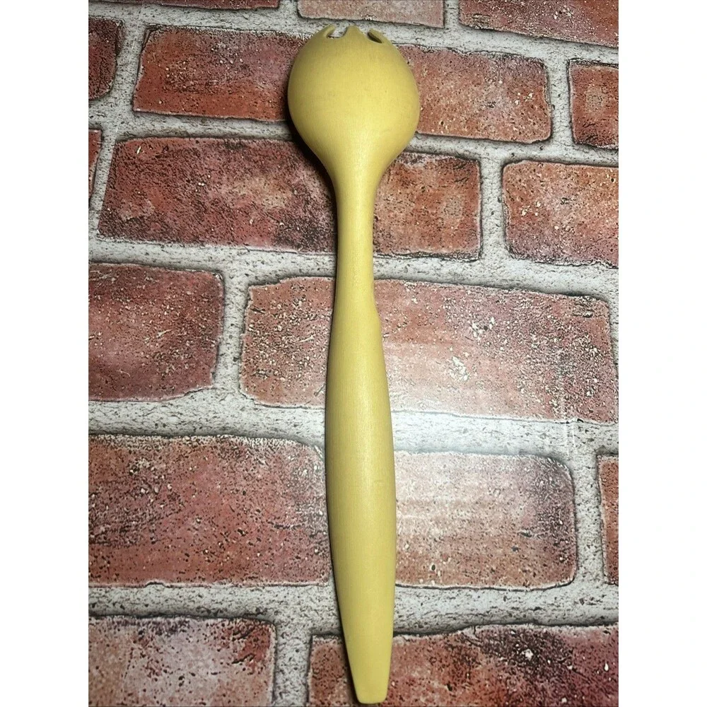 Vintage Tupperware Harvest Gold 12” Salad Serving Utensil Spoon Fork